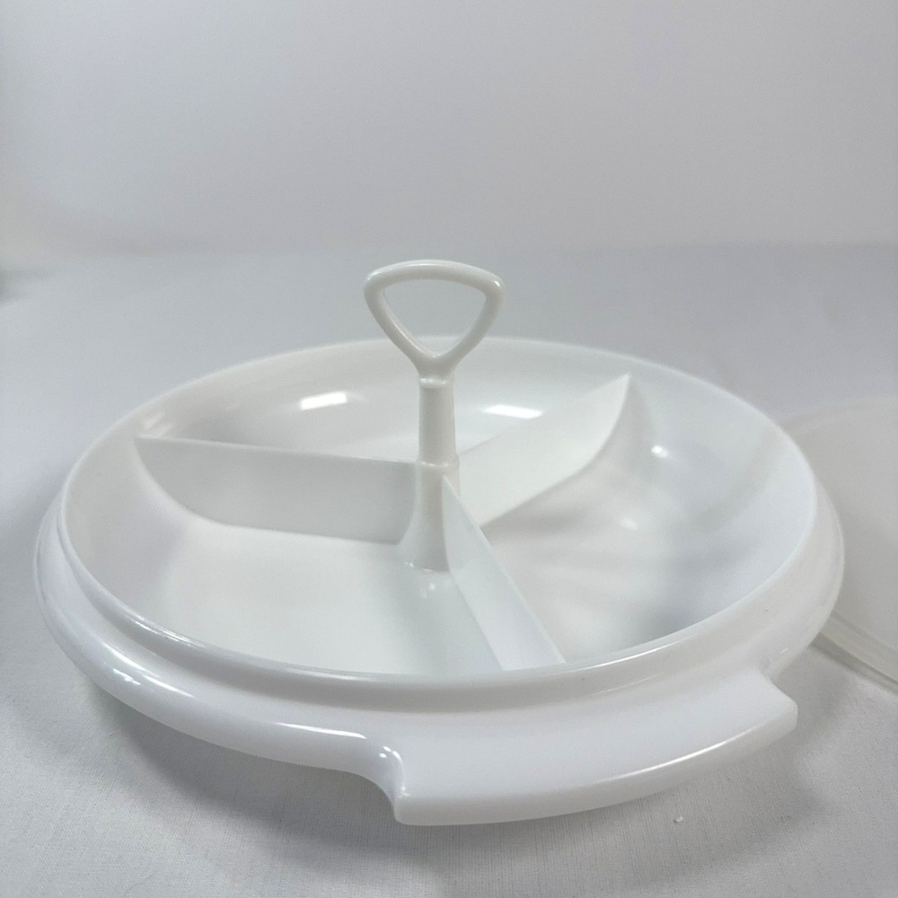 Vintage Tupperware Suzette 3 Section Relish Serving Tray 608 With Lid